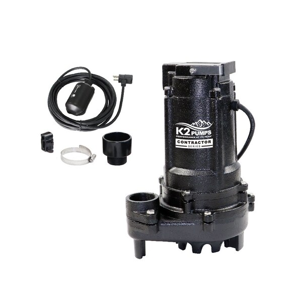 K2 Pumps Contractor Series 3/4 HP Sump and Effluent Pump, Piggyback Tethered, 115 Volt, 11 Amp, Cast Iron SPI07508TPK - main